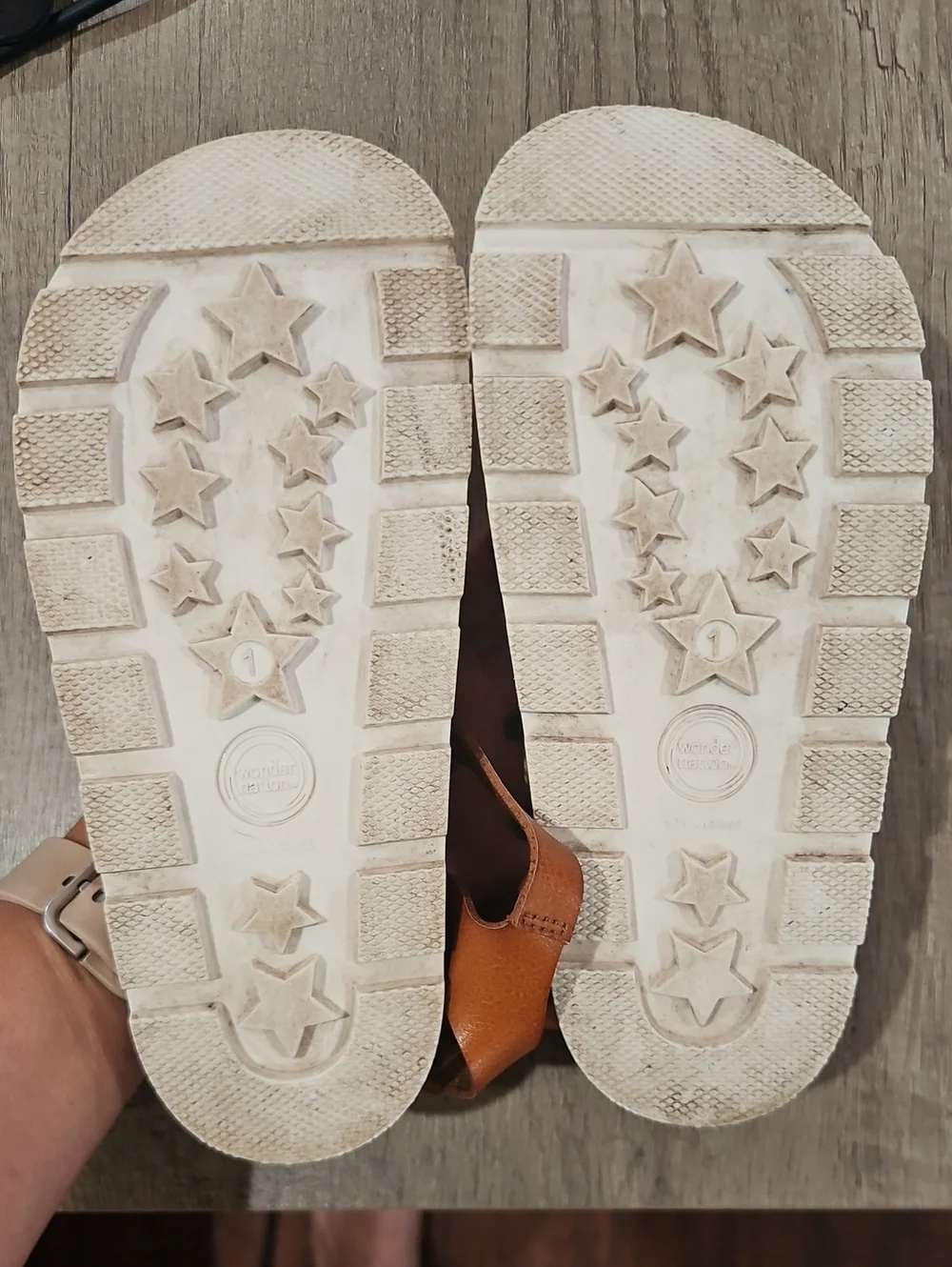 Tan fuax Leathers Gladiator little girl's Sandals - Comfortable Platform size 1